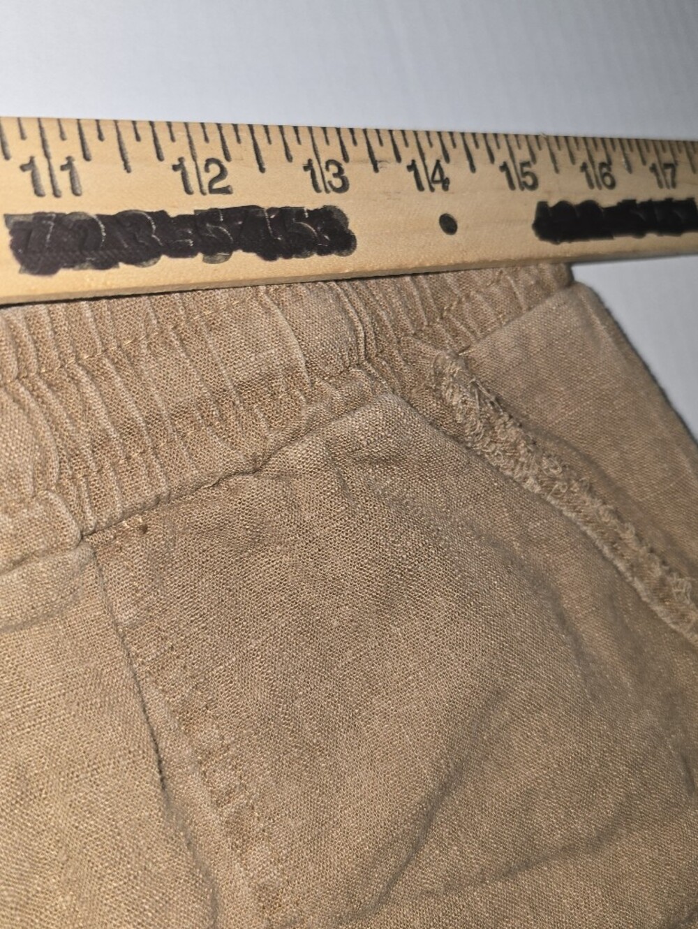 Zenana Large Taupe Linen Blend WideLeg Crop Pants Elastic Waist Drawstring - Picture 3 of 6